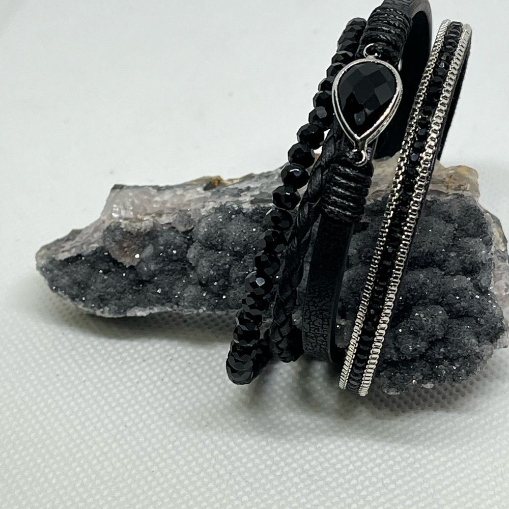 Sleek Black and Silver Bracelet Collection